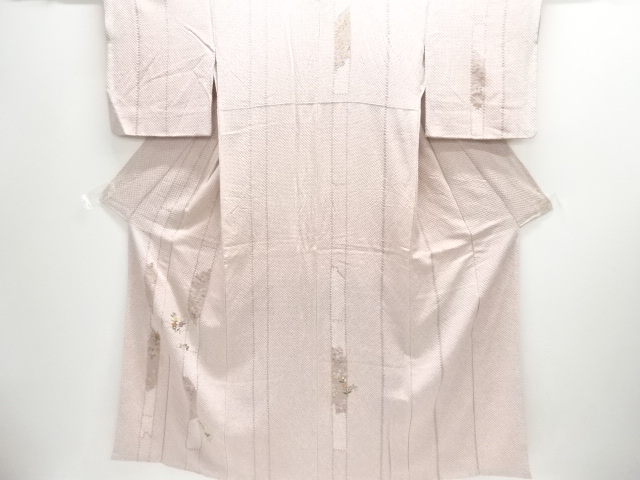 JAPANESE KIMONO / ANTIQUE KIMONO / SILK / ALL SHIBORI / EMBROIDERY / STRIPE & AUTUMN PLANTS